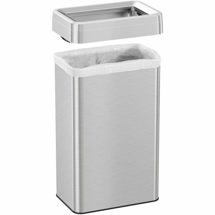 HLS Commercial Stainless Steel Bin Receptacle - Deodorizer - 18 gal Capacity - Rectangular - Fingerprint Proof - 25.8" Height x 10.3" Width x 16" Depth - Stainless Steel - Silver - 1 Each