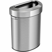 HLS Commercial Semi-Round Open Top Trash Can - 18 gal Capacity - Half-round - Fingerprint Proof, Smudge Resistant, Durable, Handle - 26" Height x 12.4" Width x 19.8" Depth - Stainless Steel - Silver - 1 Each