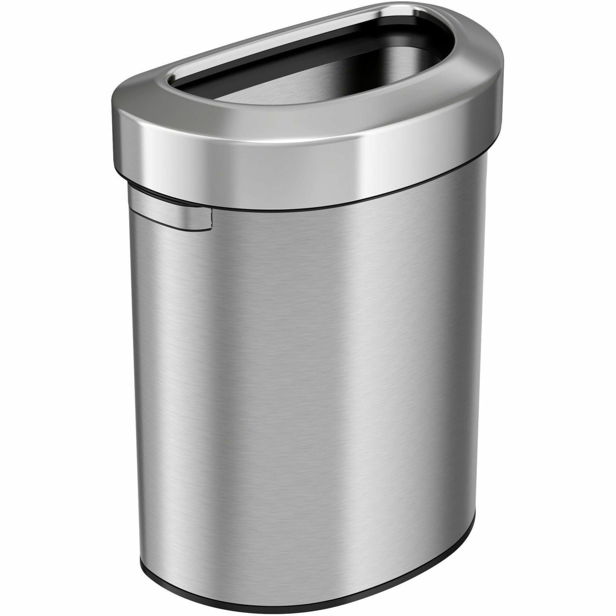 HLS Commercial Semi-Round Open Top Trash Can - 18 gal Capacity - Half-round - Fingerprint Proof, Smudge Resistant, Durable, Handle - 26" Height x 12.4" Width x 19.8" Depth - Stainless Steel - Silver - 1 Each