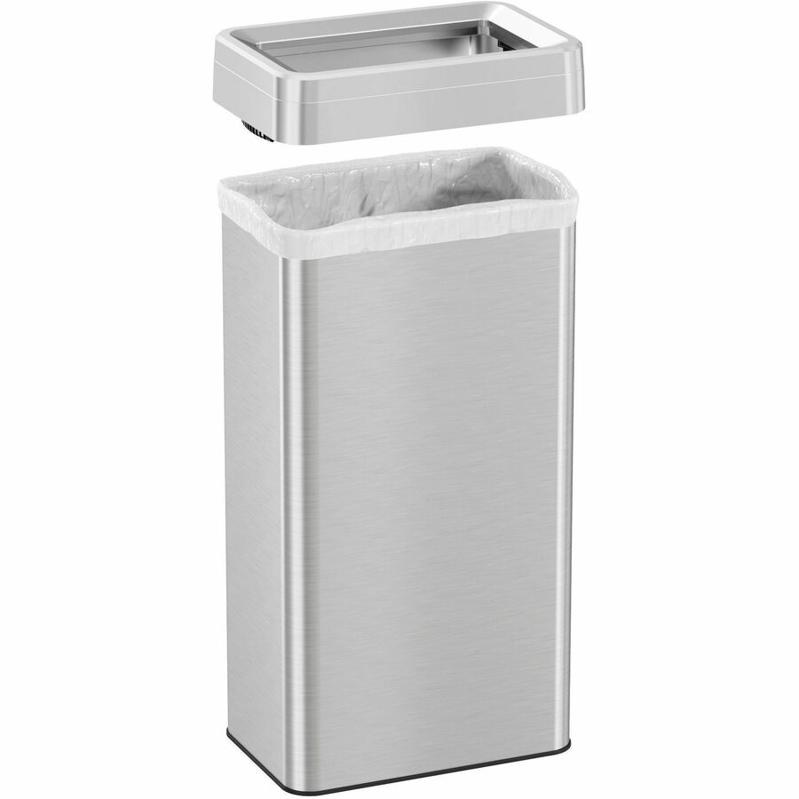 HLS Commercial Stainless Steel Bin Receptacle - Deodorizer - 21 gal Capacity - Rectangular - Fingerprint Proof - 33" Height x 10.3" Width x 16" Depth - Stainless Steel - Silver - 1 Each