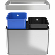 HLS Commercial Stainless Steel Bin Receptacle, Multi-compartment, 5 Gallon Capacity, Rectangular, Manual, Fingerprint and Smudge Resistant, Durable, Easy to Clean, Handle, Gray, 12" x 10.3", 1 Each