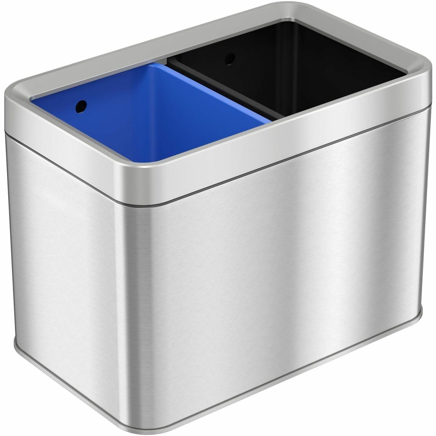 HLS Commercial Stainless Steel Bin Receptacle, Multi-compartment, 5 Gallon Capacity, Rectangular, Manual, Fingerprint and Smudge Resistant, Durable, Easy to Clean, Handle, Gray, 12" x 10.3", 1 Each