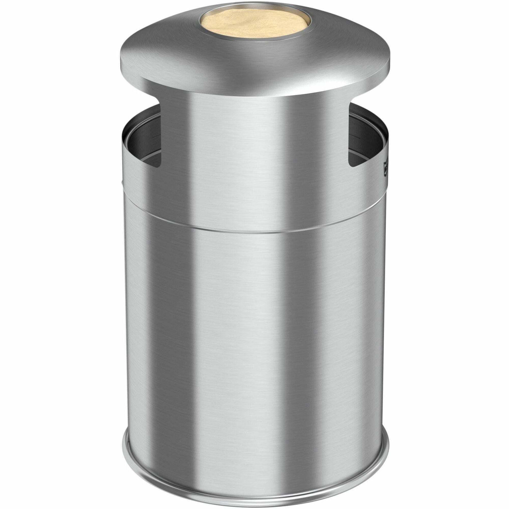 HLS Commercial 50-Gallon Dual Side-Entry Trash Can - 50 gal Capacity - Round - Durable, Compact, Smudge Resistant, Ash Pan, Water Resistant, Rust Resistant - 40.2" Height x 21.7" Width x 21.7" Depth - Stainless Steel - Silver - 1 Each