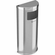 HLS Commercial 9-Gallon Half-Round Side-Entry Trash Can, Removable Lid, Wall Mountable, Fingerprint & Smudge Resistant, Galvanized & Stainless Steel, Gray, 1 Each