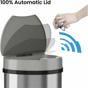 HLS Commercial 13-Gallon Semi-Round Sensor Trash Can