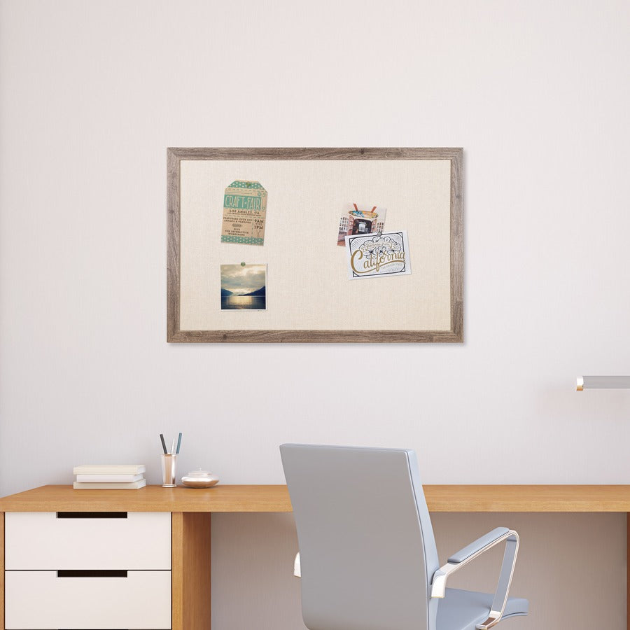 U Brands Linen Bulletin Board - 24" Board Height x 36" Board Width - Tan Linen Surface - Self-healing, Durable, Mounting System, Tackable, Sturdy, Damage Resistant - Rustic Wood Frame - 1 Each