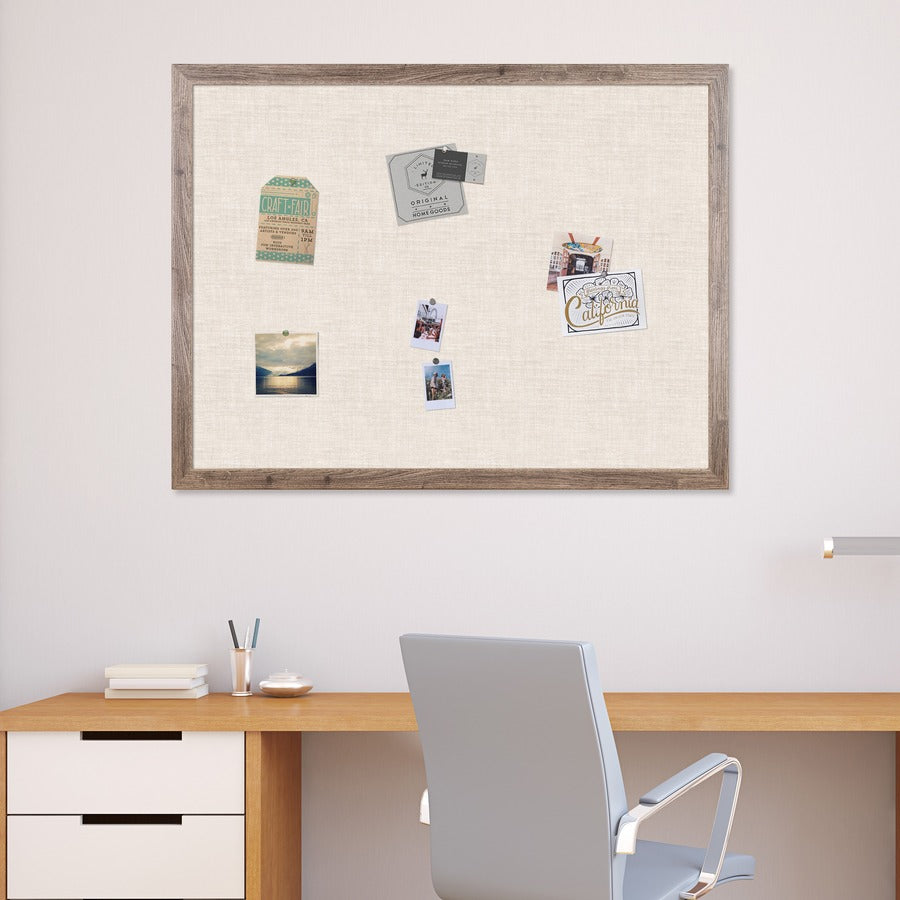 U Brands Linen Bulletin Board - 36" Board Height x 48" Board Width - Tan Linen Surface - Self-healing, Durable, Mounting System, Tackable, Sturdy, Damage Resistant - Rustic Wood Frame - 1 Each