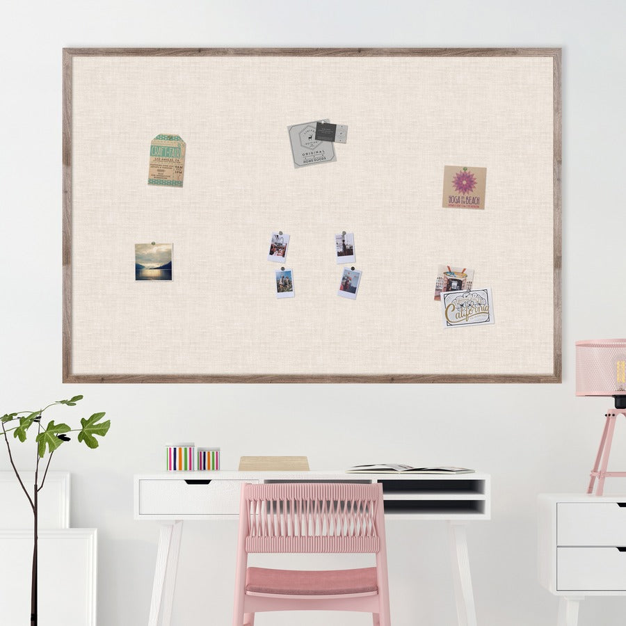 U Brands Linen Bulletin Board - 48" Board Height x 72" Board Width - Tan Linen Surface - Self-healing, Durable, Mounting System, Tackable, Sturdy, Damage Resistant - Rustic Wood Frame - 1 Each