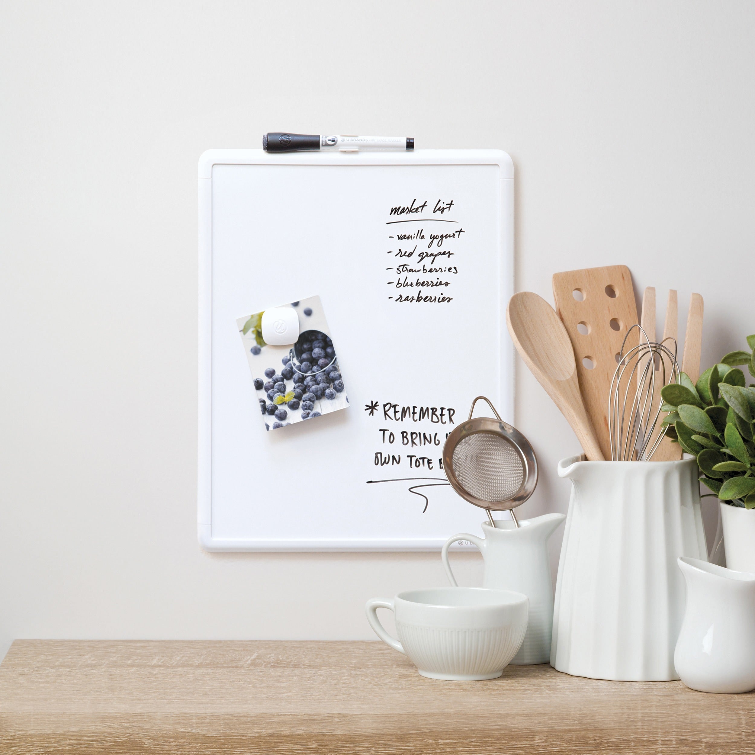 14" (1.2 ft) Width x 11" (0.9 ft) Height - Painted Steel Surface - White Back - Plastic Frame - Rectangle - Horizontal/Vertical - Magnetic - Eraser Included - 1