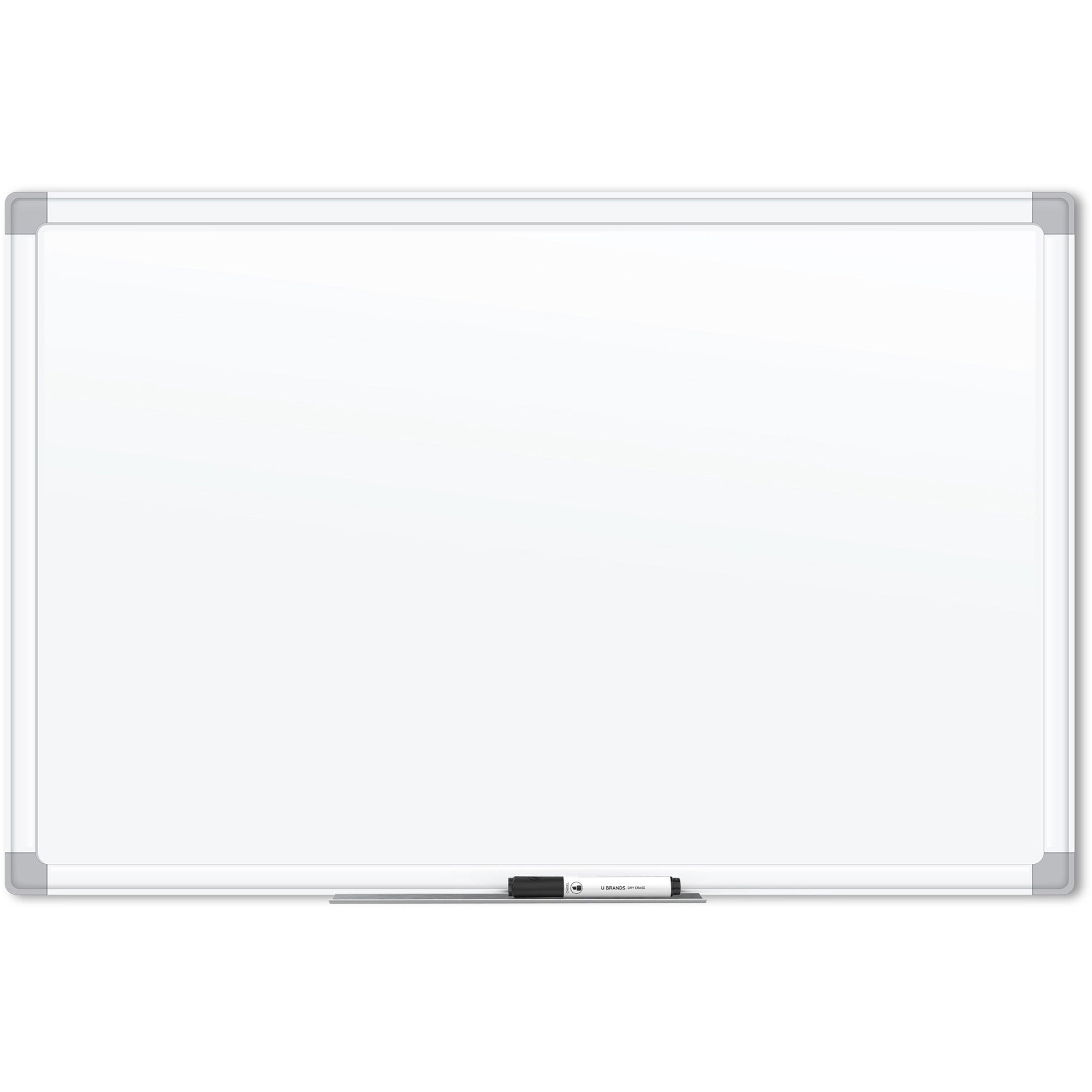 U Brands Magnetic Porcelain Steel Board - 48" (4 ft) Width x 36" (3 ft) Height - White Porcelain Steel Surface - White Aluminum Frame - Rectangle - Horizontal/Vertical - 1 Each