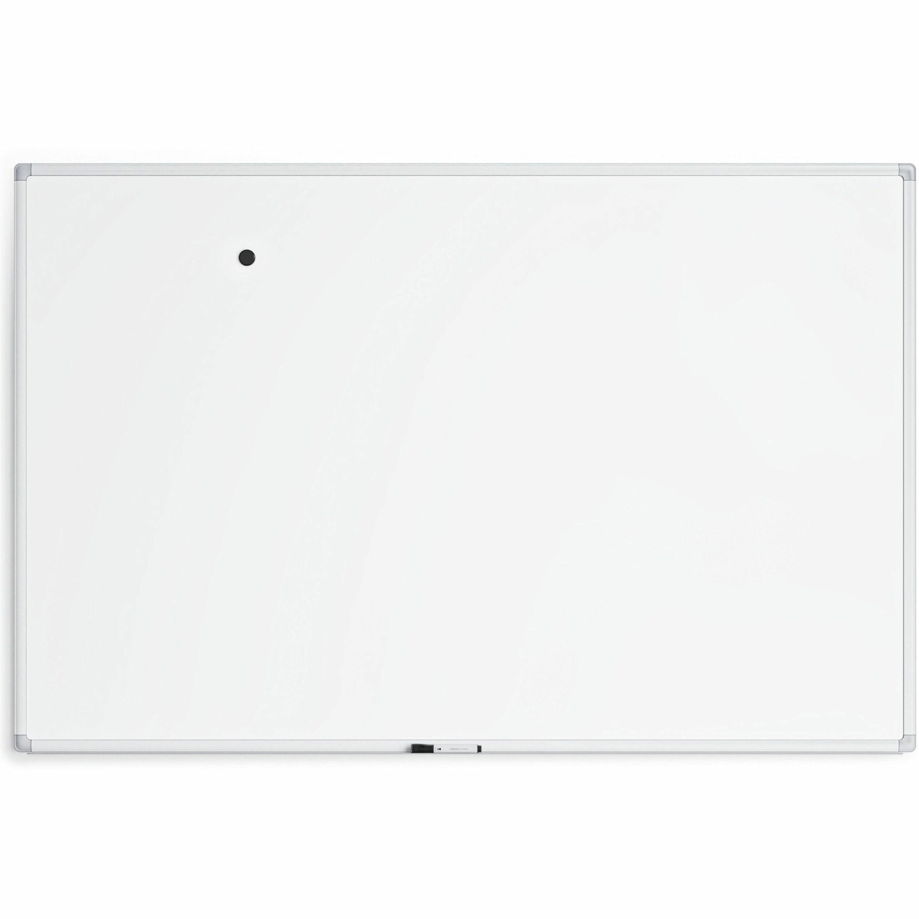 U Brands Magnetic Porcelain Steel Board - 72" (6 ft) Width x 47" (3.9 ft) Height - White Porcelain Steel Surface - White Aluminum Frame - Rectangle - Horizontal/Vertical - 1 Each