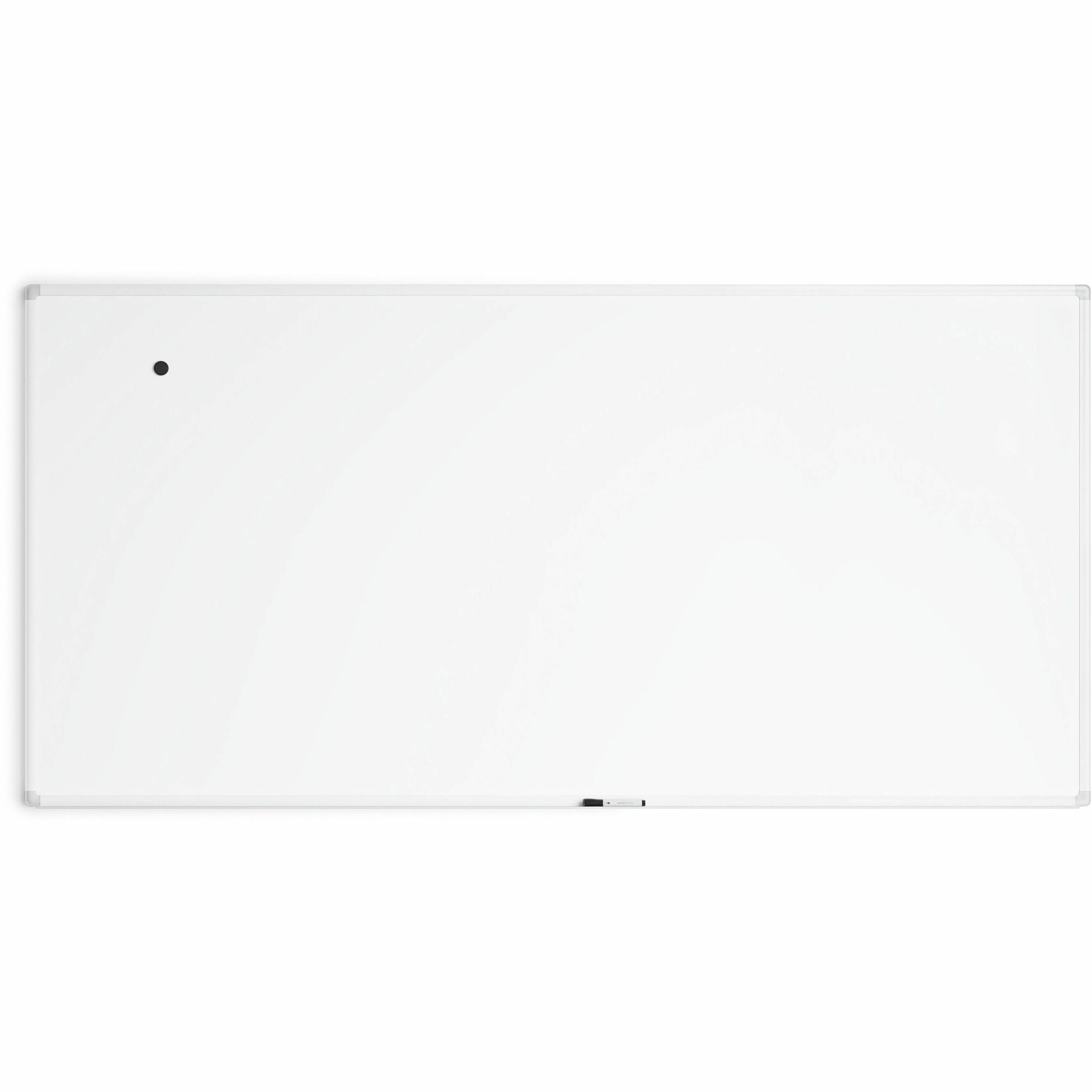U Brands Magnetic Porcelain Steel Board - 96" (8 ft) Width x 47" (3.9 ft) Height - White Porcelain Steel Surface - White Aluminum Frame - Rectangle - Horizontal/Vertical - Magnetic - 1 Each