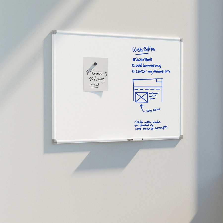 U Brands Magnetic Porcelain Steel Board - 96" (8 ft) Width x 47" (3.9 ft) Height - White Porcelain Steel Surface - White Aluminum Frame - Rectangle - Horizontal/Vertical - Magnetic - 1 Each