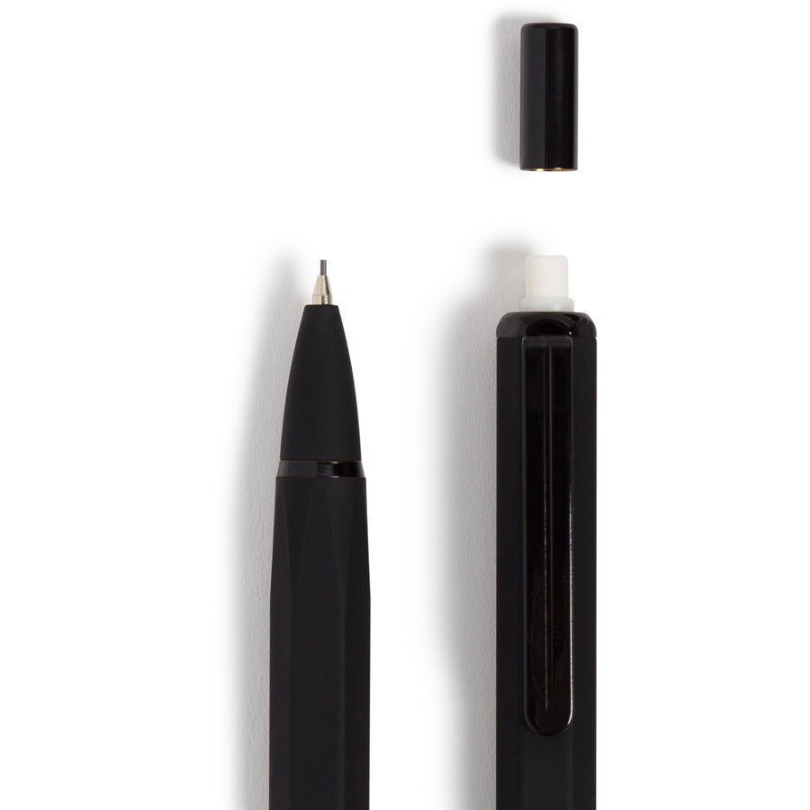 0.7 mm Black Lead - #2 - Refillable - Matte Black Metal, White, Rose Gold Barrel - 12