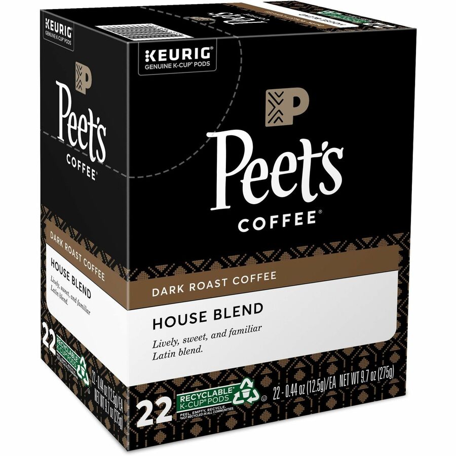 Peet's Coffee&reg; K-Cup House Blend Coffee - Compatible with Keurig Brewer - Dark - K-Cup - 22 / Box