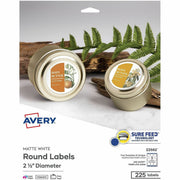 Avery&reg; Printable Round Labels, 2.5" , Matte White, 225 Labels (22562)