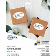 Avery&reg; Printable Oval Labels, 1.5" x 2.5" , White, 450 Labels (22564)