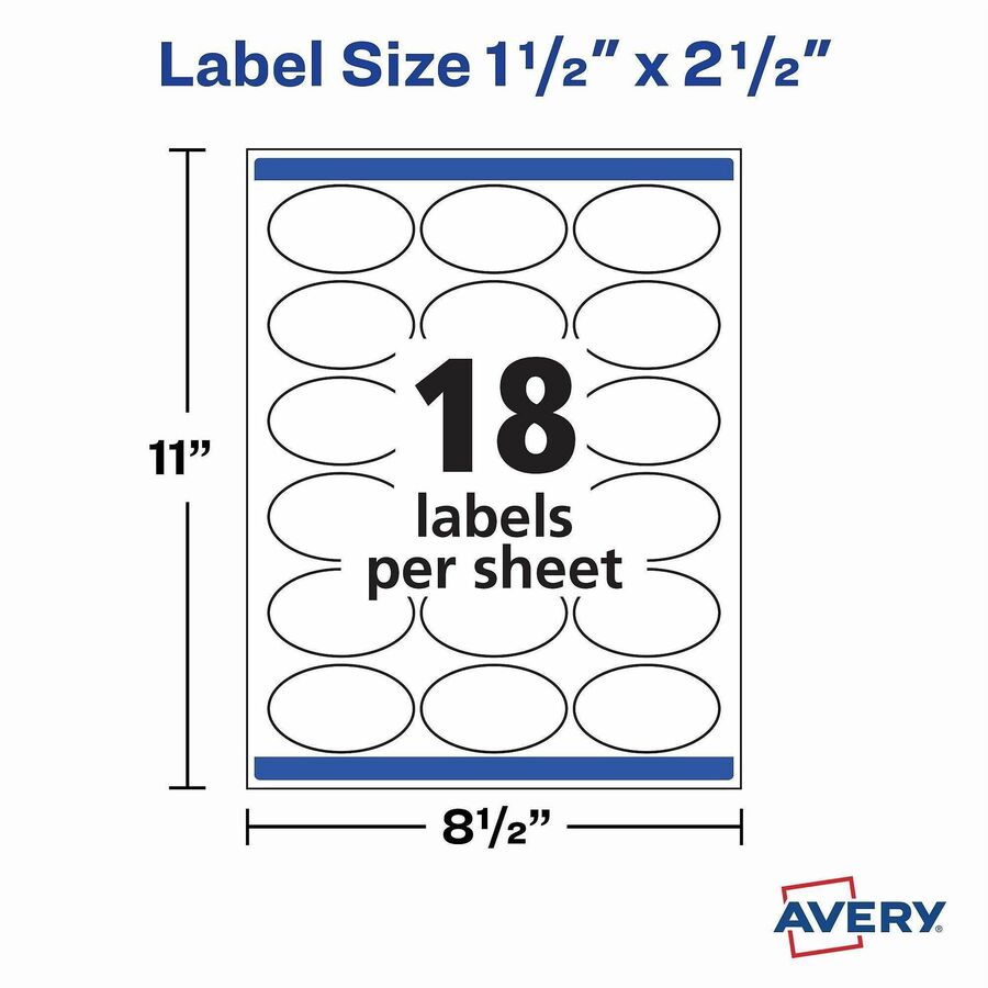 Avery&reg; Printable Oval Labels, 1.5" x 2.5" , White, 450 Labels (22564)