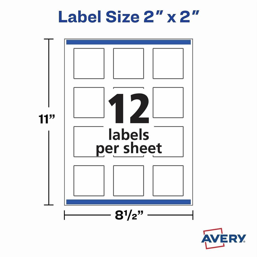 Avery&reg; Printable Square Labels, 2" x 2" , White, 120 Labels (22565)