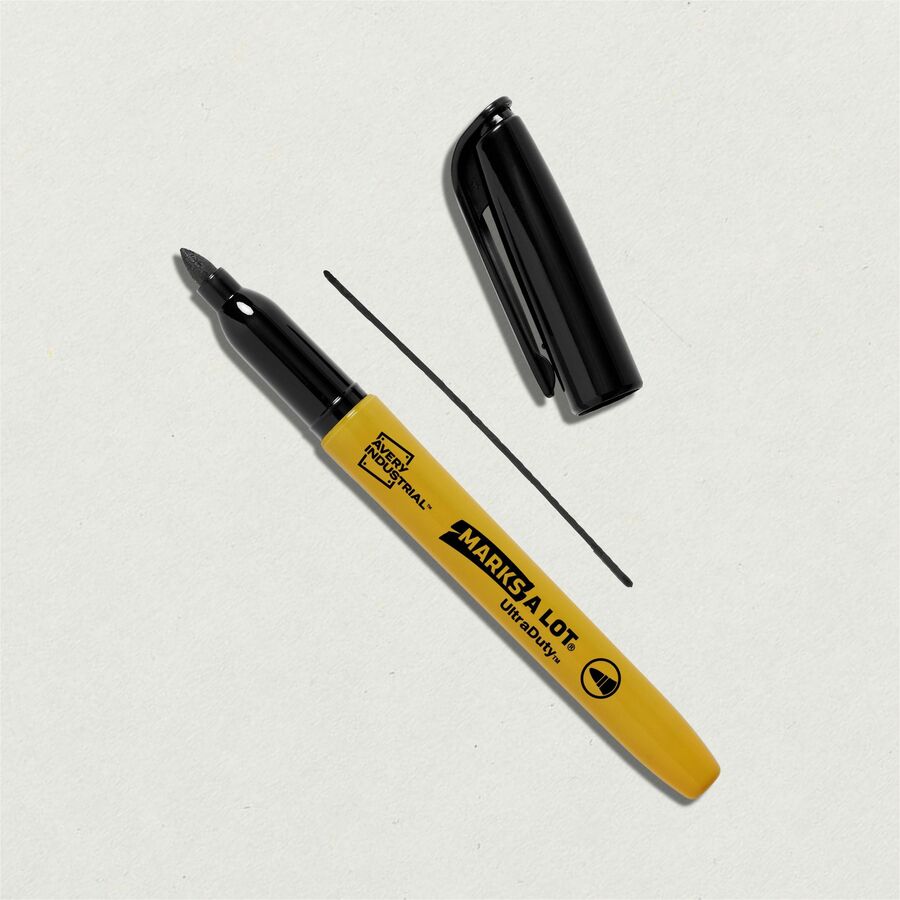 Avery Ultra Duty Marks-A-Lot Permanent Markers - 1 mm Bullet Marker Point - Black Ink - 12 / Pack