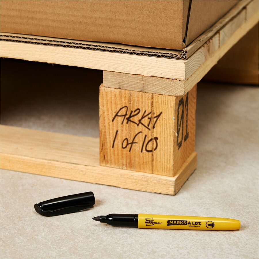 Avery Ultra Duty Marks-A-Lot Permanent Markers - 1 mm Bullet Marker Point - Black Ink - 12 / Pack