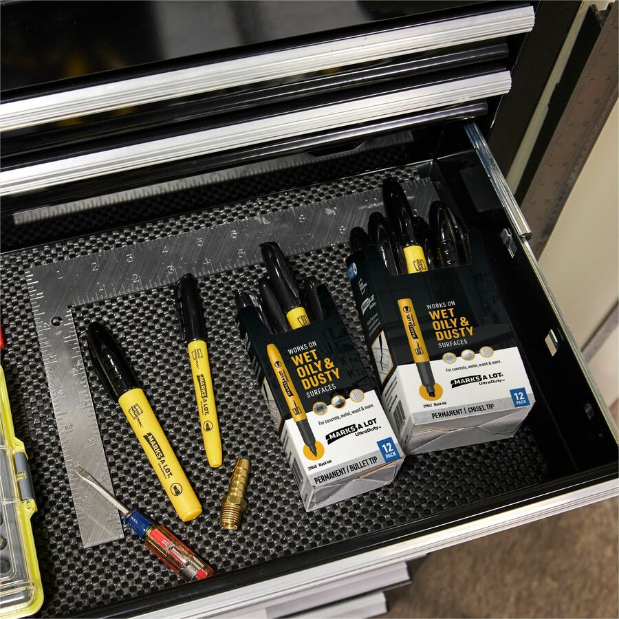 Avery Ultra Duty Marks-A-Lot Permanent Markers - 0.5 mm Chisel Marker Point - Black Ink - 12 / Pack