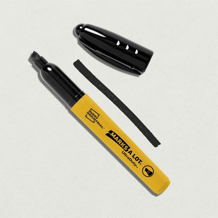 Avery Ultra Duty Marks-A-Lot Permanent Markers - 0.5 mm Chisel Marker Point - Black Ink - 12 / Pack