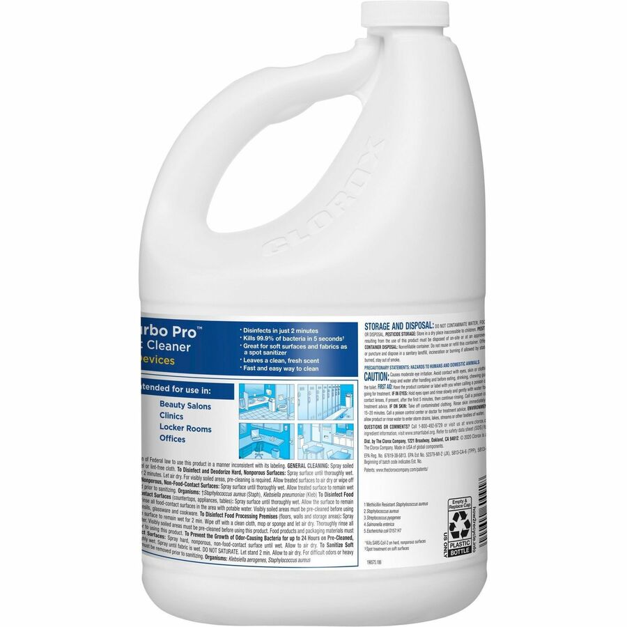 Clorox Turbo Pro Disinfectant Cleaner for Sprayer Devices - 121 fl oz (3.8 quart) - Fresh Scent - Bleach-free, Versatile, Antibacterial - White Bottle - 1 Each