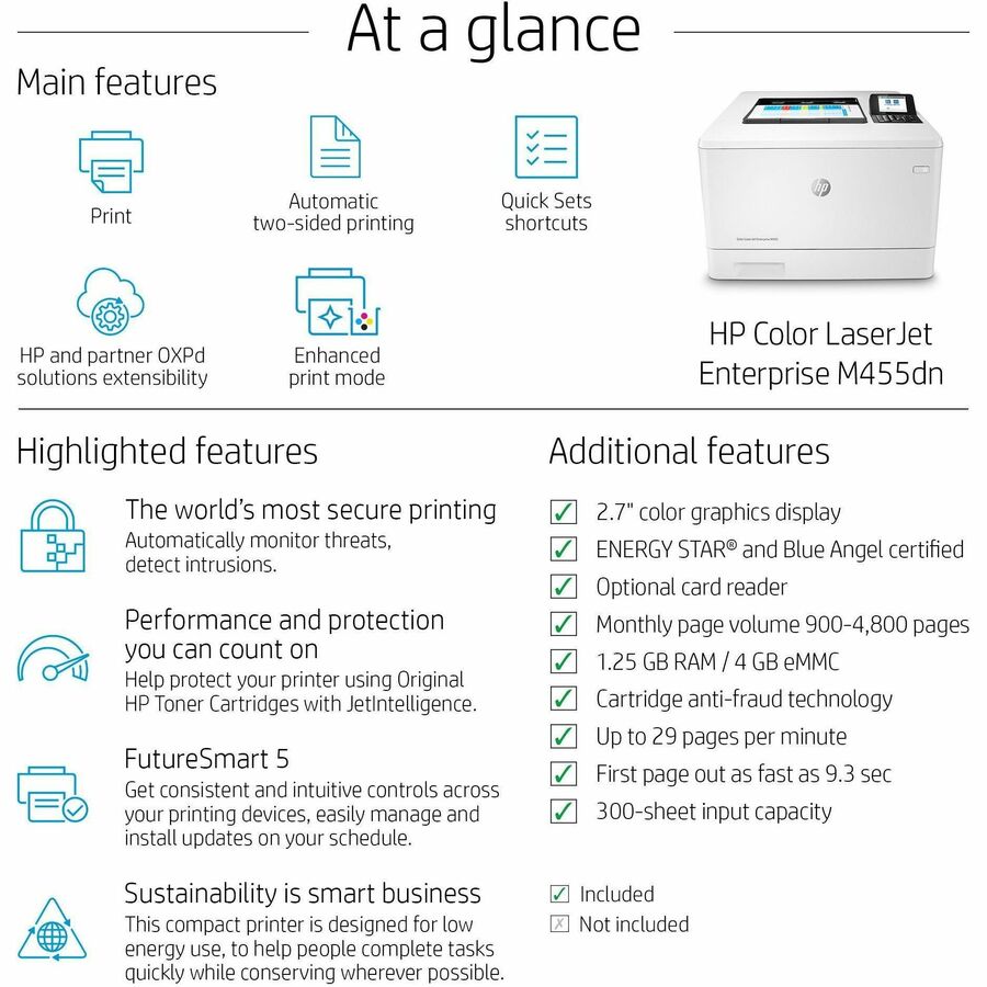 HP LaserJet Enterprise M455dn Desktop Laser Printer - Color
