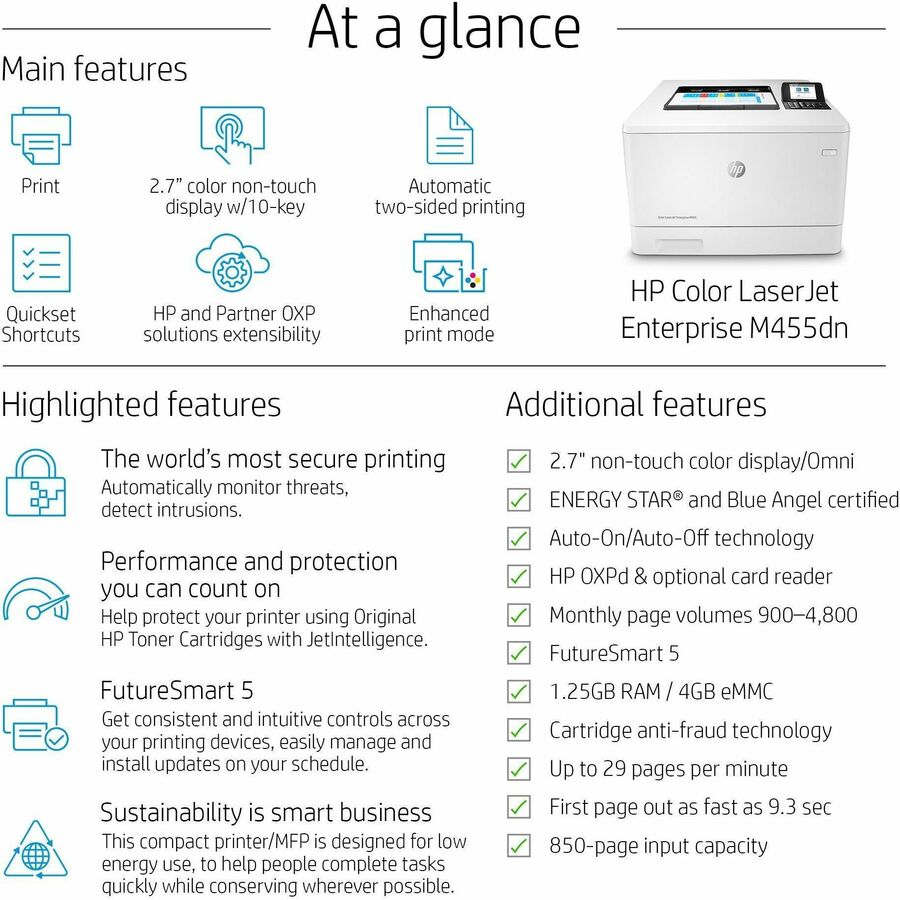 HP LaserJet Enterprise M455dn Desktop Laser Printer - Color