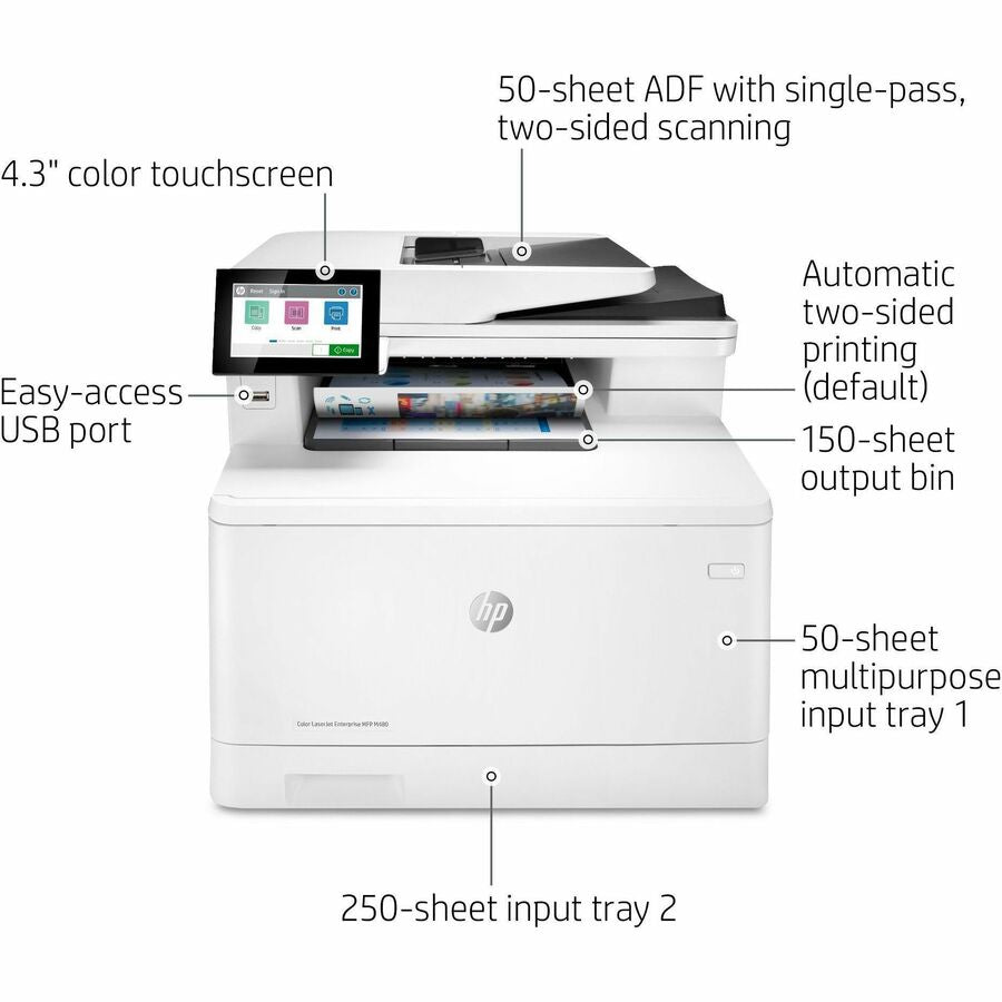 HP LaserJet Enterprise M480f Laser Multifunction Printer - Color
