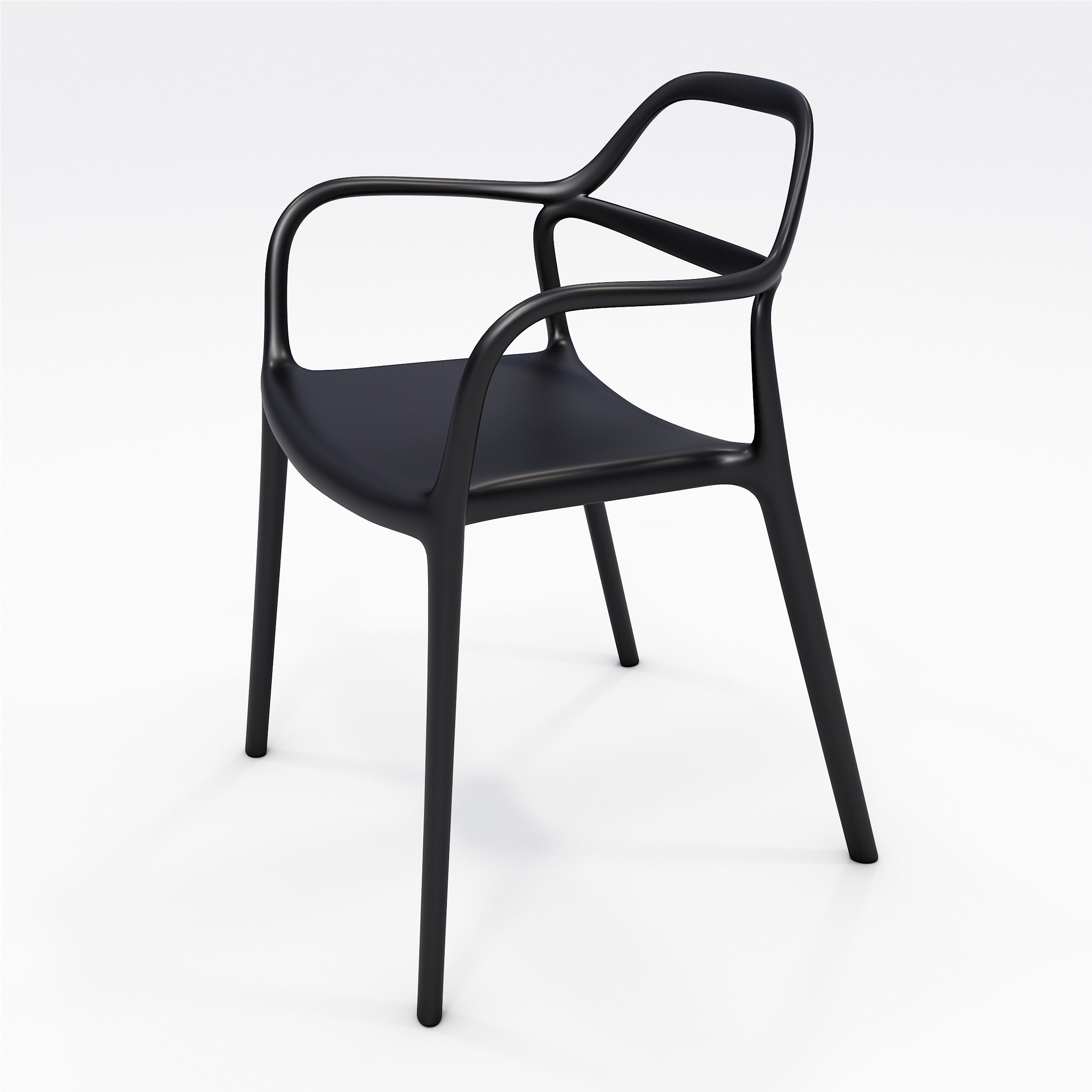 KFI Indoor/Outdoor Poly Guest Chair - Black Seat Color - Polypropylene Seat Material - Black Back Color - Polypropylene Back Material - Black Frame Color - Polypropylene Frame Material - Four-legged Base - Armrest - 1 Each