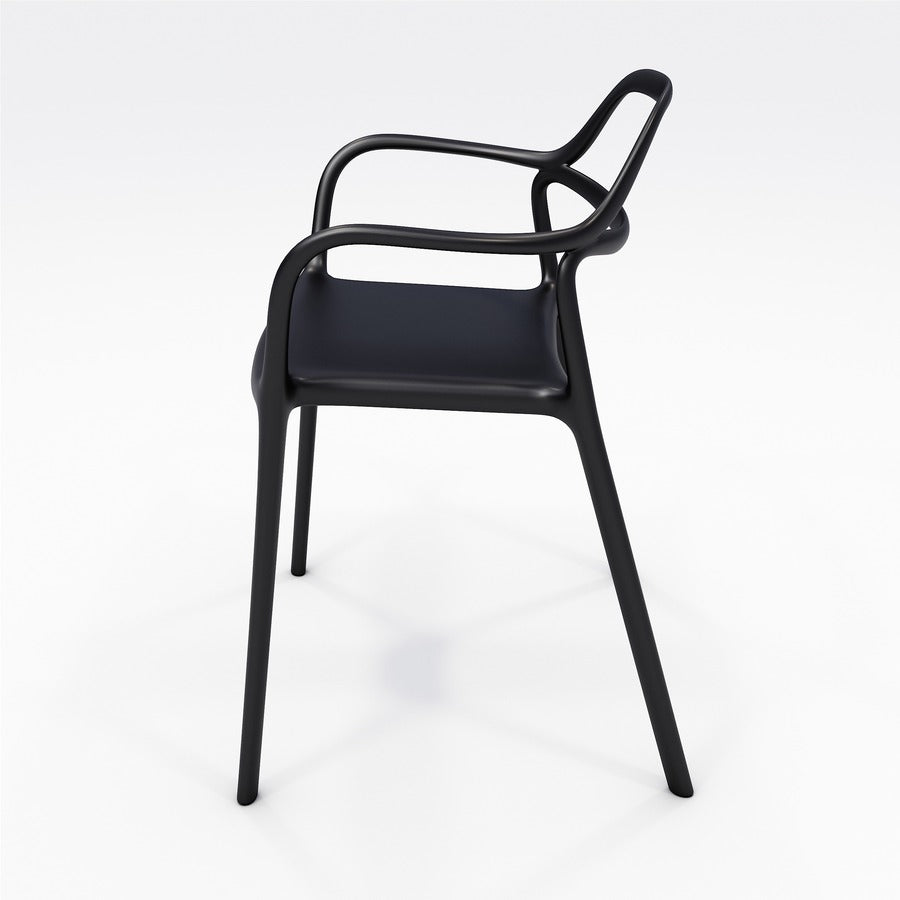 KFI Indoor/Outdoor Poly Guest Chair - Black Seat Color - Polypropylene Seat Material - Black Back Color - Polypropylene Back Material - Black Frame Color - Polypropylene Frame Material - Four-legged Base - Armrest - 1 Each