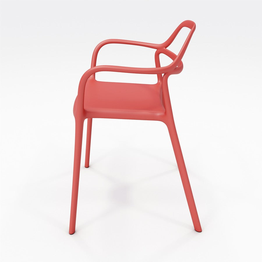 KFI Indoor/Outdoor Poly Guest Chair - Poppy Seat Color - Polypropylene Seat Material - Poppy Back Color - Polypropylene Back Material - Poppy Frame Color - Polypropylene Frame Material - Four-legged Base - Armrest - 1 Each