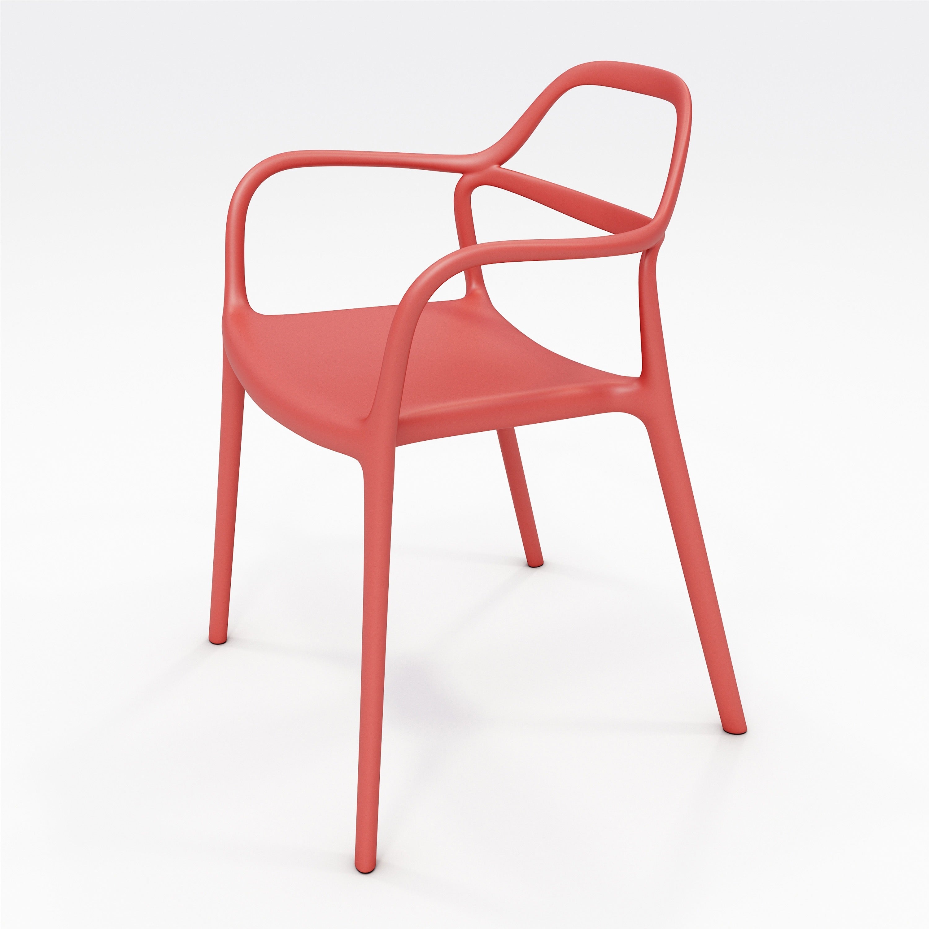 KFI Indoor/Outdoor Poly Guest Chair - Poppy Seat Color - Polypropylene Seat Material - Poppy Back Color - Polypropylene Back Material - Poppy Frame Color - Polypropylene Frame Material - Four-legged Base - Armrest - 1 Each