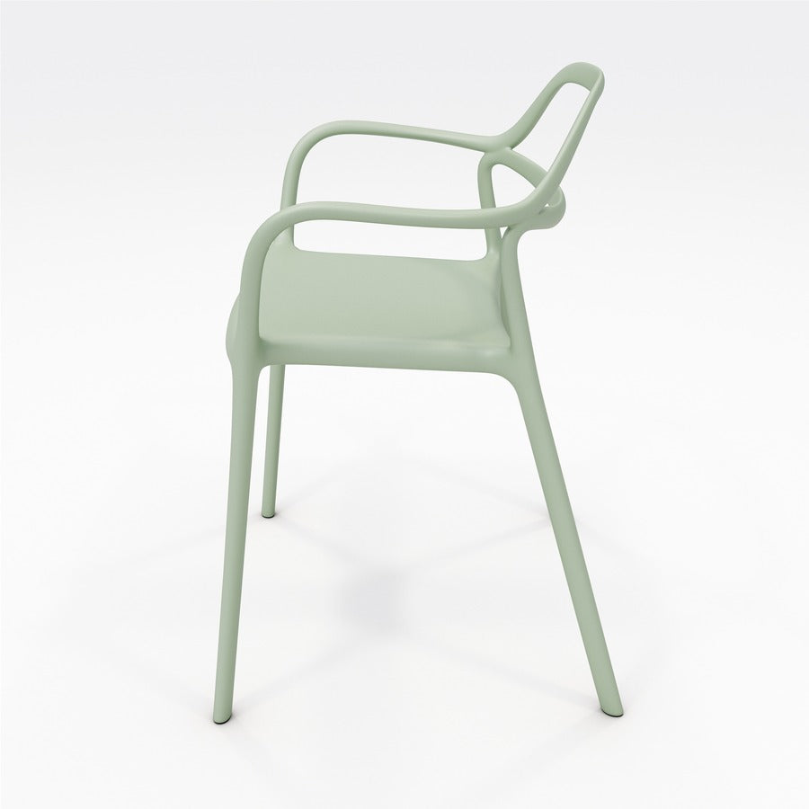 KFI Indoor/Outdoor Poly Guest Chair - Sage Seat Color - Polypropylene Seat Material - Sage Back Color - Polypropylene Back Material - Sage Frame Color - Polypropylene Frame Material - Four-legged Base - Armrest - 1 Each