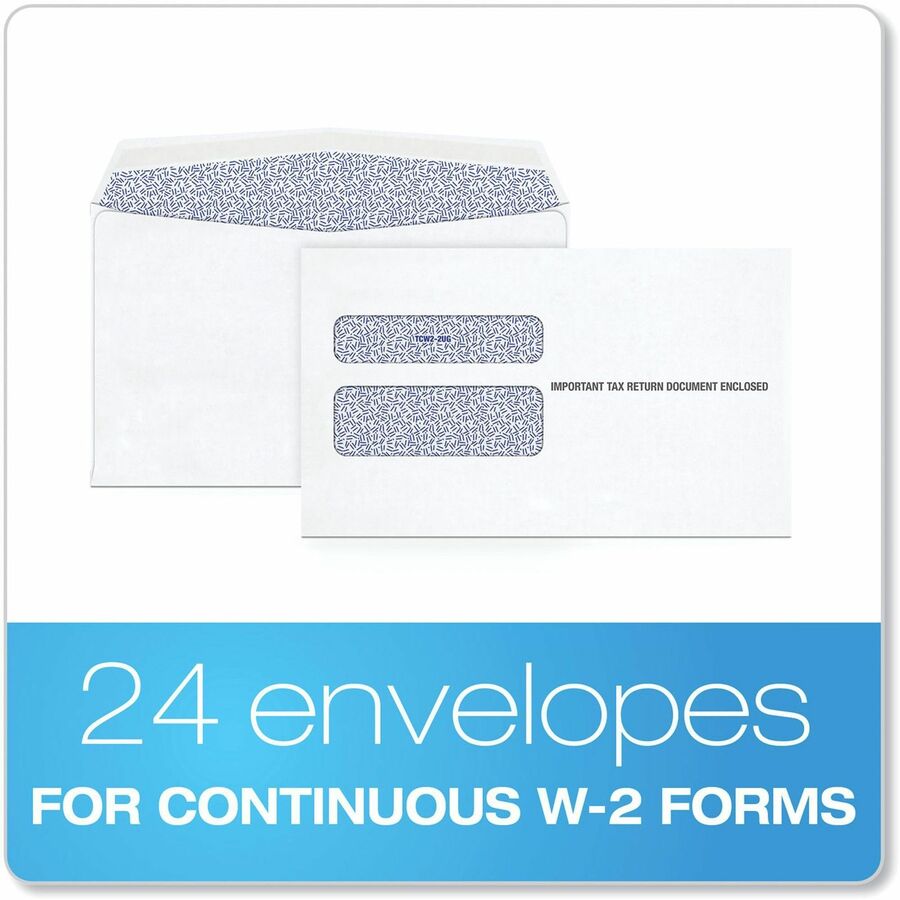 Document - 9 1/2" Width x 5 5/8" Length - Gummed - White - 24 / Pack