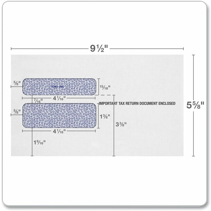 Document - 9 1/2" Width x 5 5/8" Length - Gummed - White - 24 / Pack