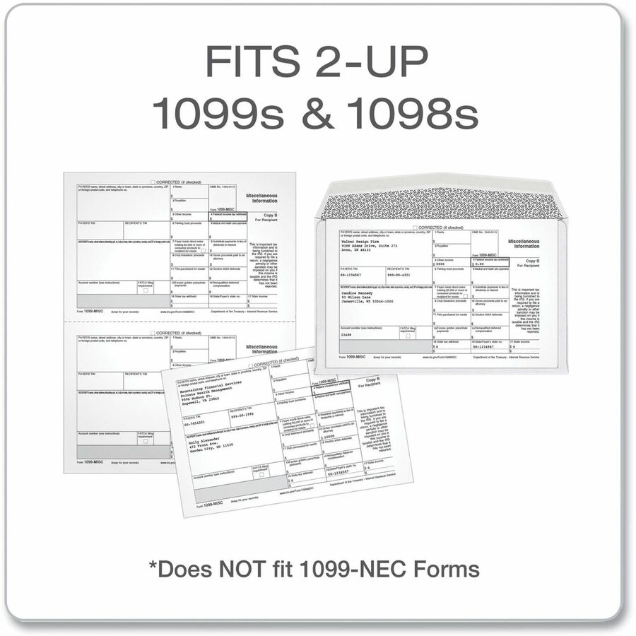 Adams 1098/1099 Tax Form Envelopes - Document - 9" Width x 5 5/8" Length - Gummed - White - 24 / Pack