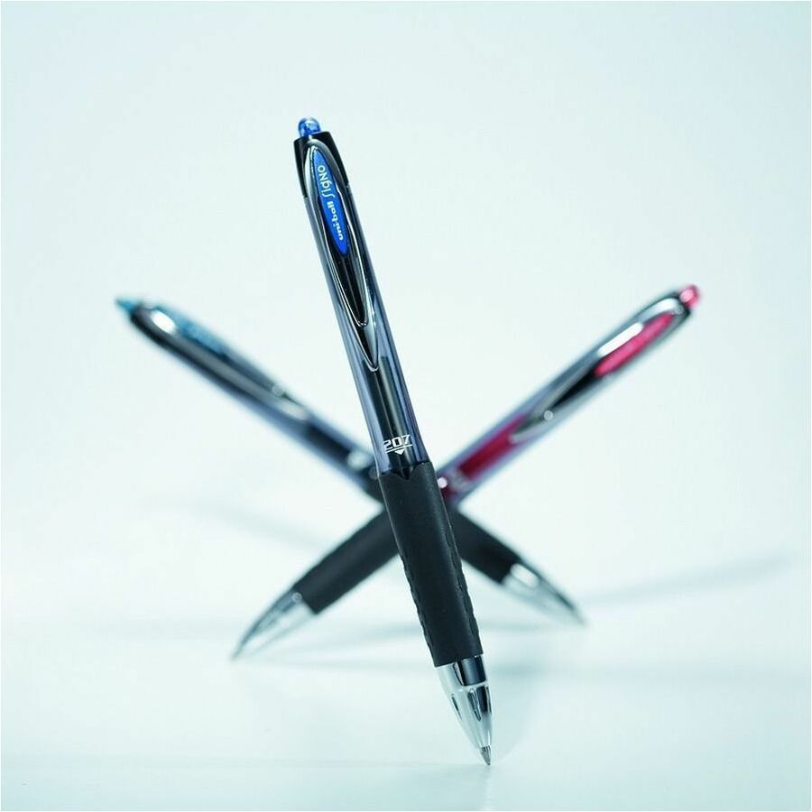 uniball™ 207 Gel Pen - 0.7 mm Medium Conical Pen Point - Refillable - Retractable - Black Ink - Gel-based - Translucent Black Plastic Barrel - Tungsten Carbide Tip - 8 / Pack