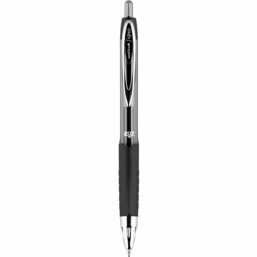 uniball™ 207 Gel Pen - 0.7 mm Medium Conical Pen Point - Refillable - Retractable - Black Ink - Gel-based - Translucent Black Plastic Barrel - Tungsten Carbide Tip - 8 / Pack