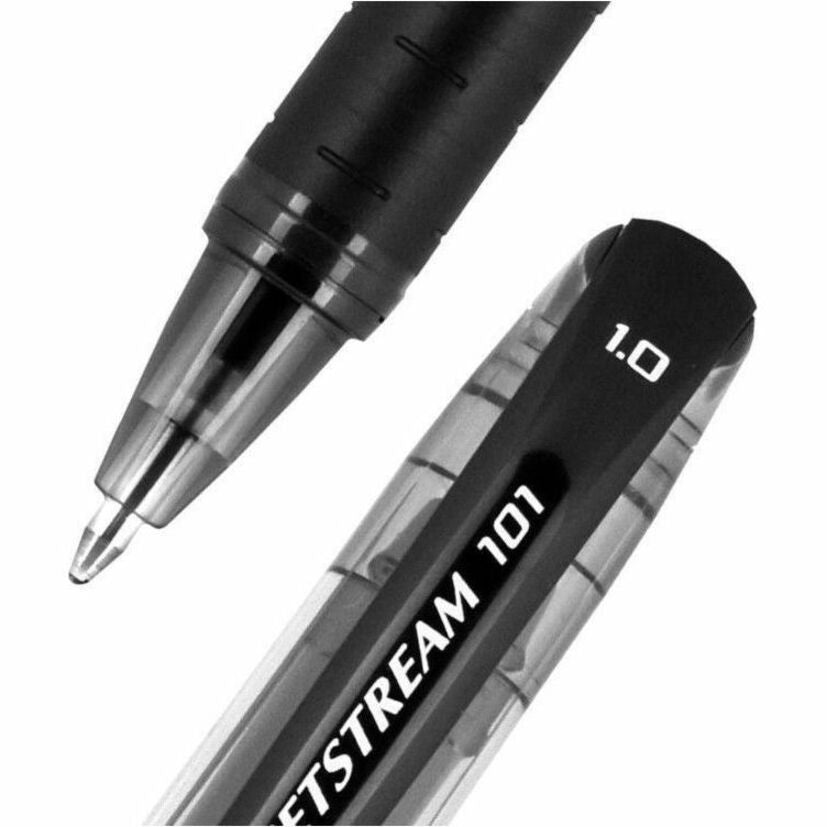 uniball™ Jetstream 101 Ballpoint Pen - 1 mm Medium Pen Point - Black Ink - Gel-based - Black Barrel - 1 Dozen