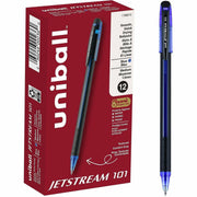 uniball™ Jetstream 101 Ballpoint Pen - 1 mm Medium Pen Point - Blue Ink - Gel-based - Black, Blue Barrel - 1 Dozen