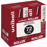 uniball™ Roller Rollerball Pen - 0.5 mm Micro Pen Point - Black Ink - Liquid - Black Barrel - 72 / Pack