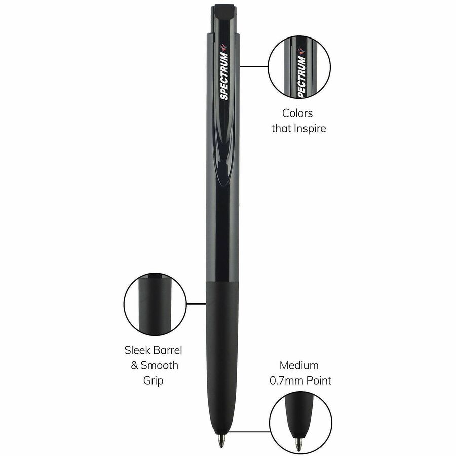 uniball™ Spectrum Gel Pen - 0.7 mm Medium Pen Point - Black Ink - Gel-based - 1 Dozen