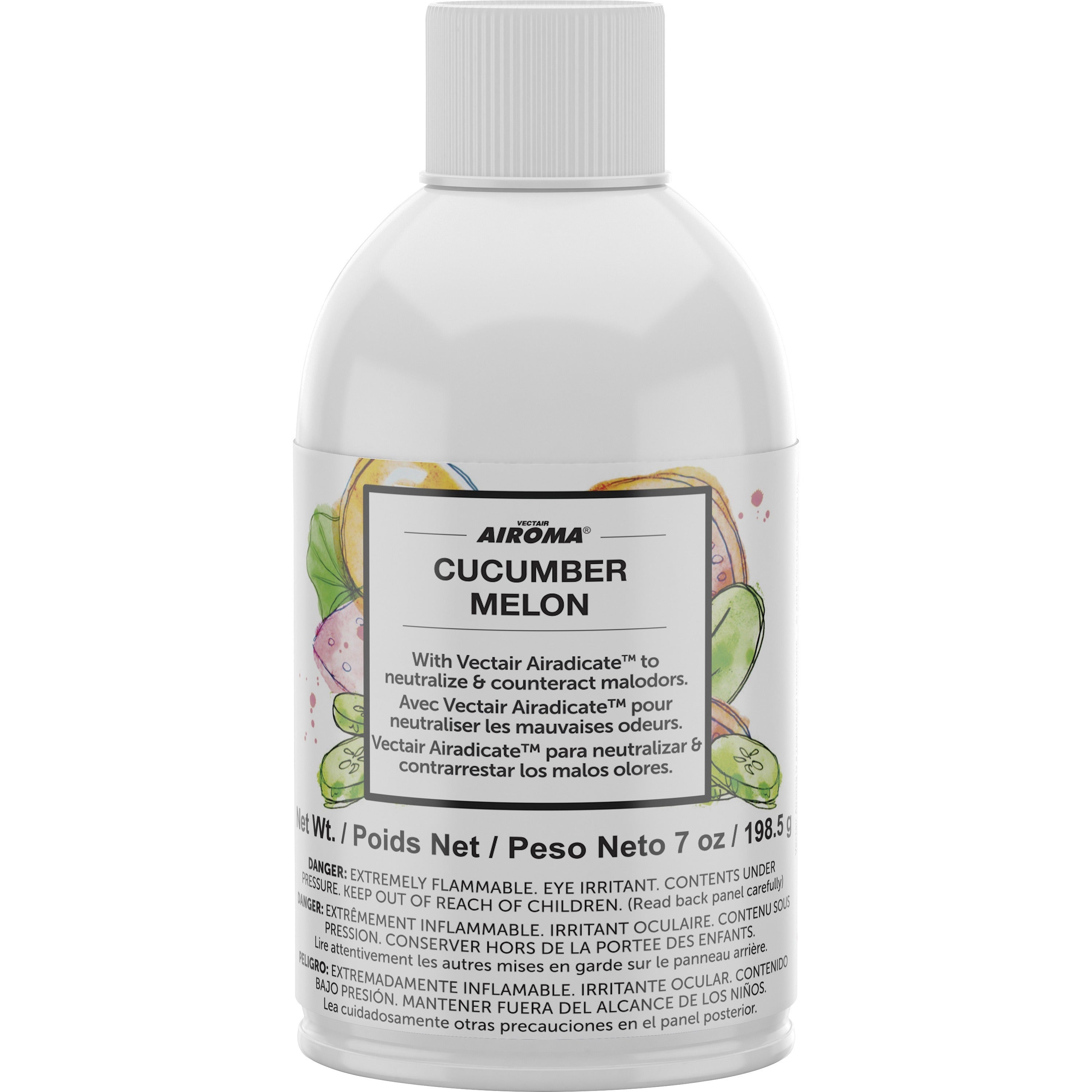 Vectair Systems Airoma Dispenser Fragrance Refill - Aerosol - 6000 ft³ - Cucumber & Melon - 60 Day - Odor Neutralizer - 12 / Carton