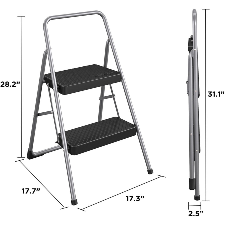 2 Step - 200 lb Load Capacity - 17.3" Width x 18" Depth x 28.2" Height - Gray