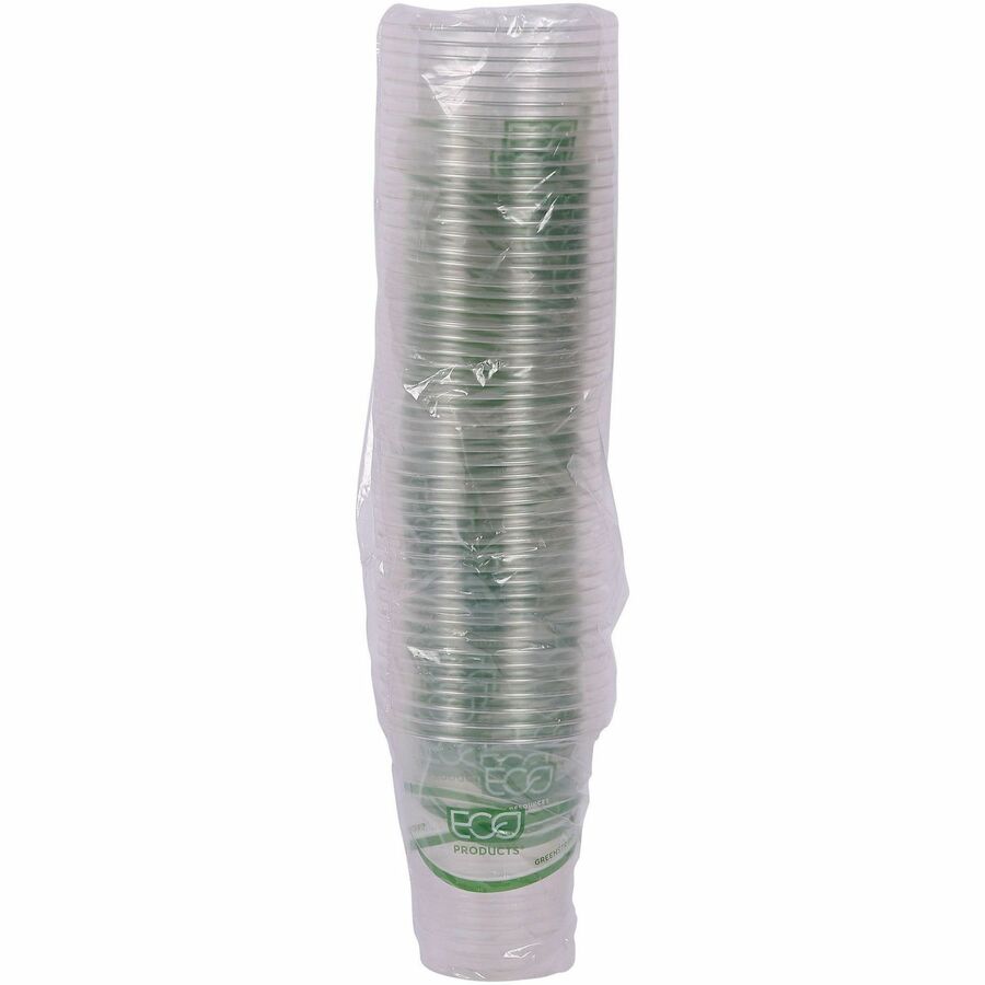 Eco-Products 12 oz GreenStripe Cold Cups - 12 fl oz - Clear, Green - Polylactic Acid (PLA) - Cold Drink - 1 Pack