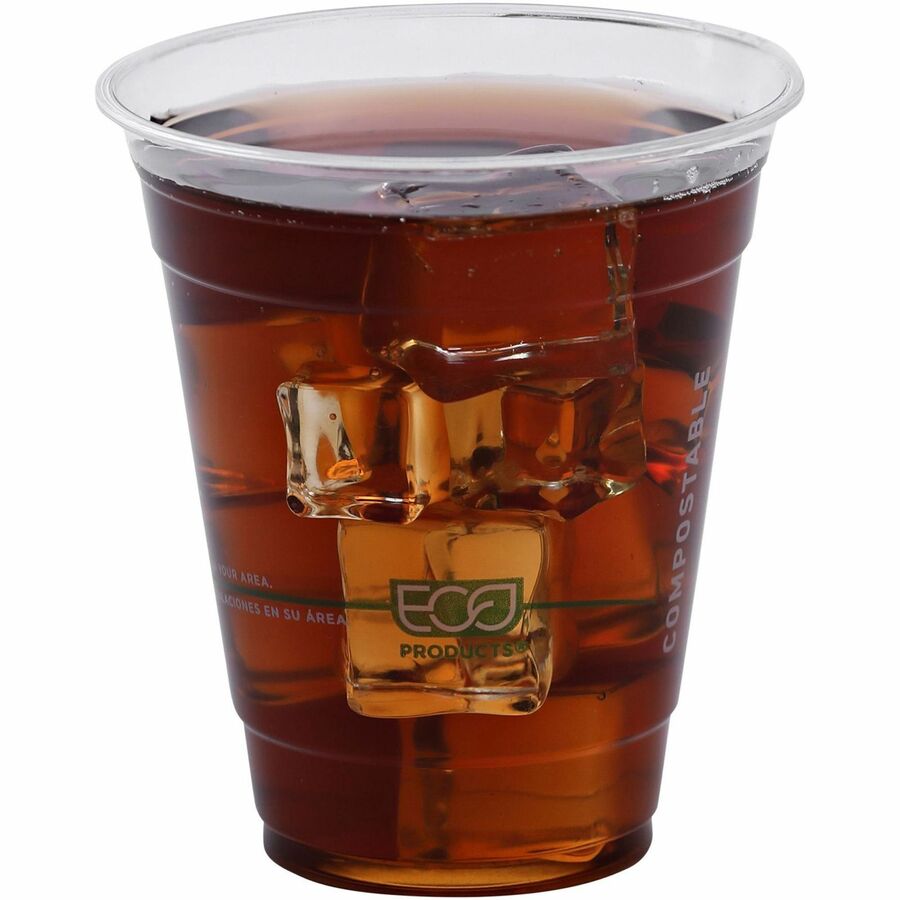 Eco-Products 12 oz GreenStripe Cold Cups - 12 fl oz - Clear, Green - Polylactic Acid (PLA) - Cold Drink - 1 Pack