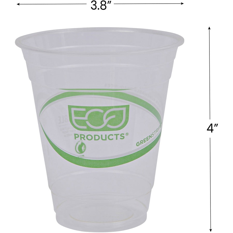 Eco-Products 12 oz GreenStripe Cold Cups - 12 fl oz - Clear, Green - Polylactic Acid (PLA) - Cold Drink - 1 Pack